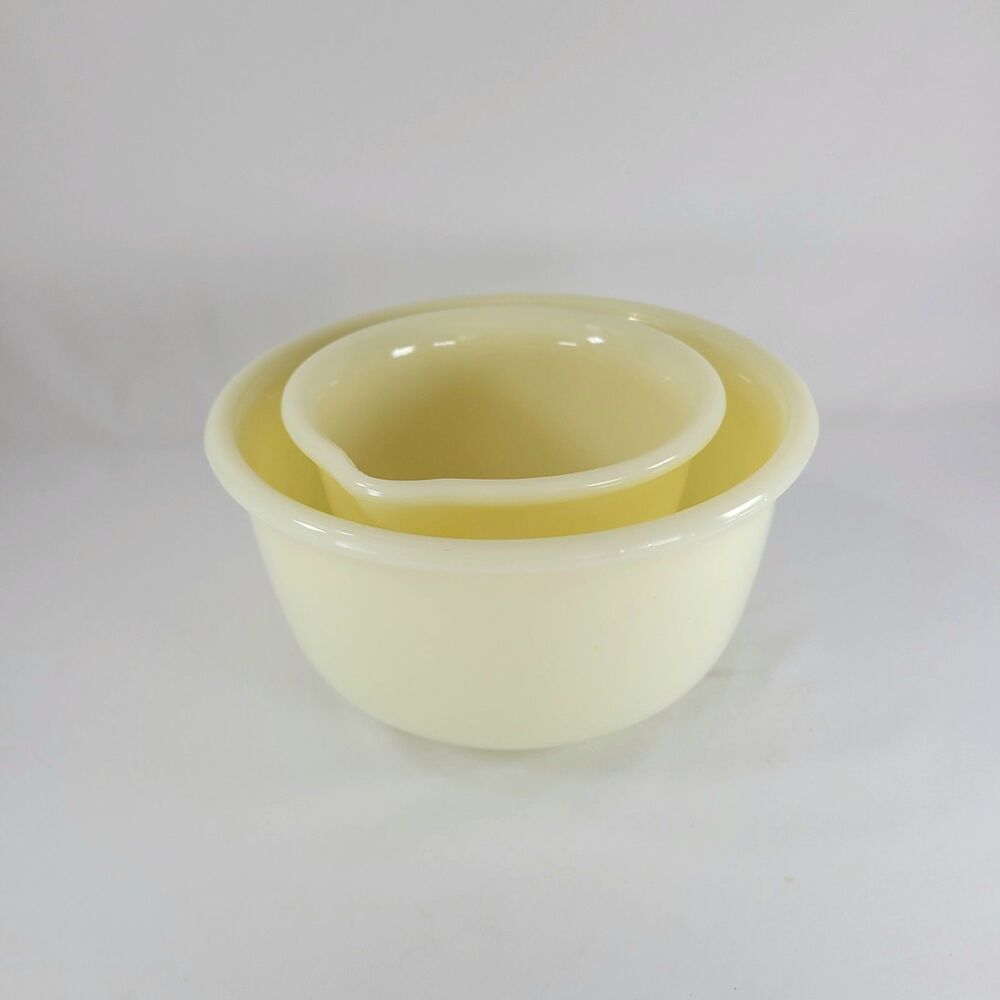 Vintage Hamilton Beach Uranium Vaseline Glass Custard Mixing Bowl Set UV Glow